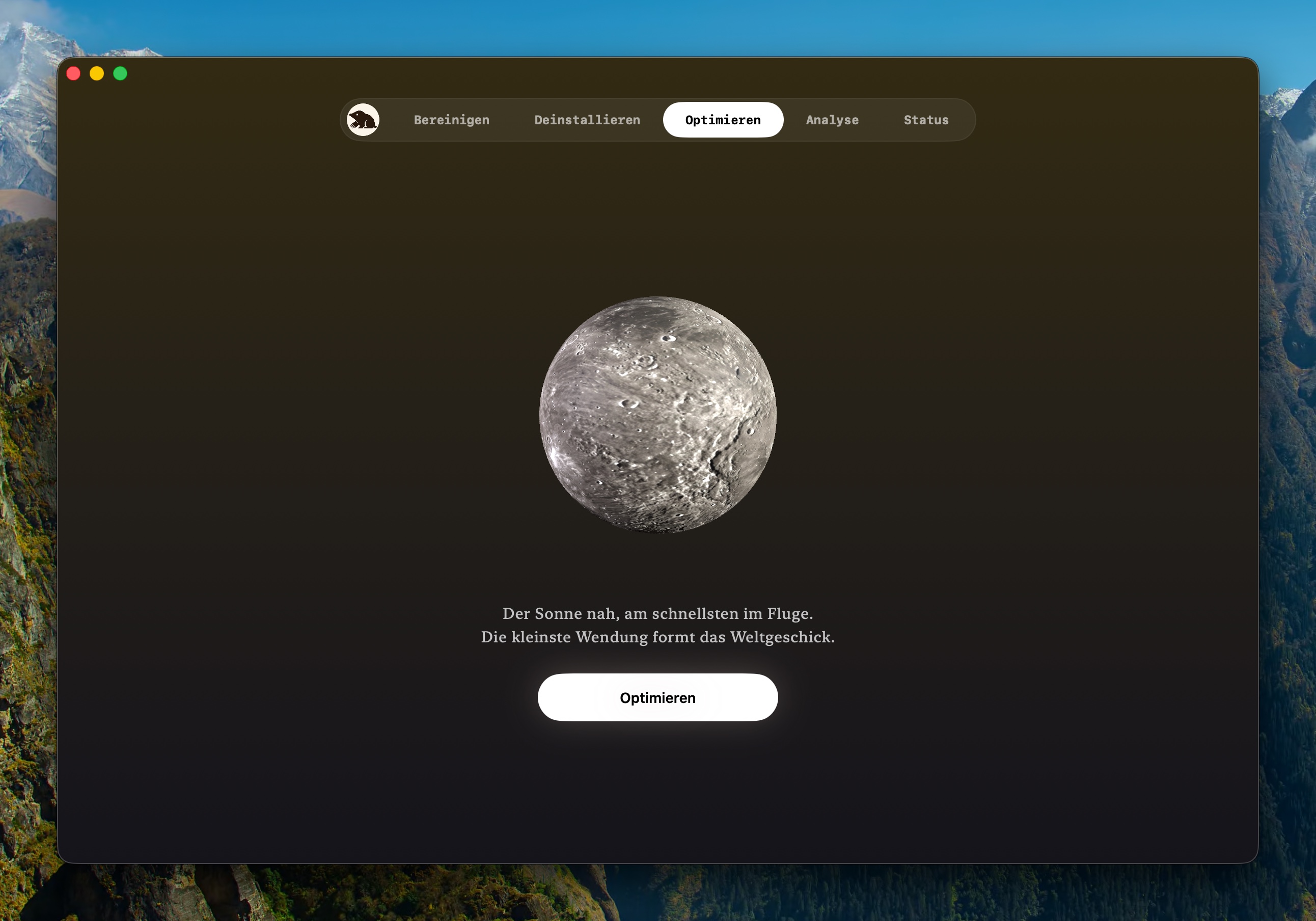 Merkur-Planet für den Optimieren-Tab